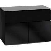 Oslo 329 44" TV Stand Cabinet for Center Speaker in Black Oak w/ Smoked Black Glass Doors & Top